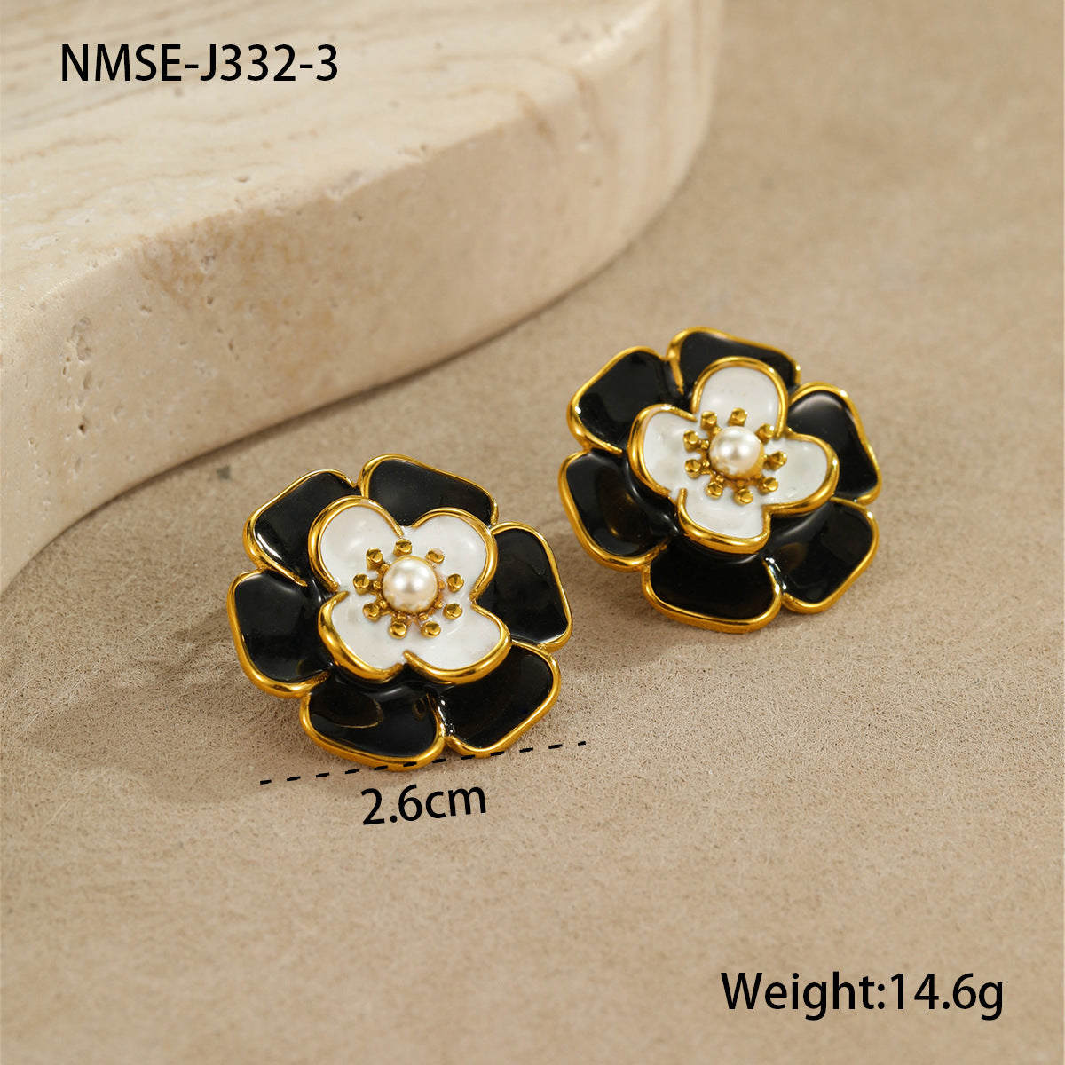 Collar de Acero Inoxidable con Baño de Oro de 18K con Flor de Esmalte en Forma de Camelia Estilo OL de Moda para Mujer