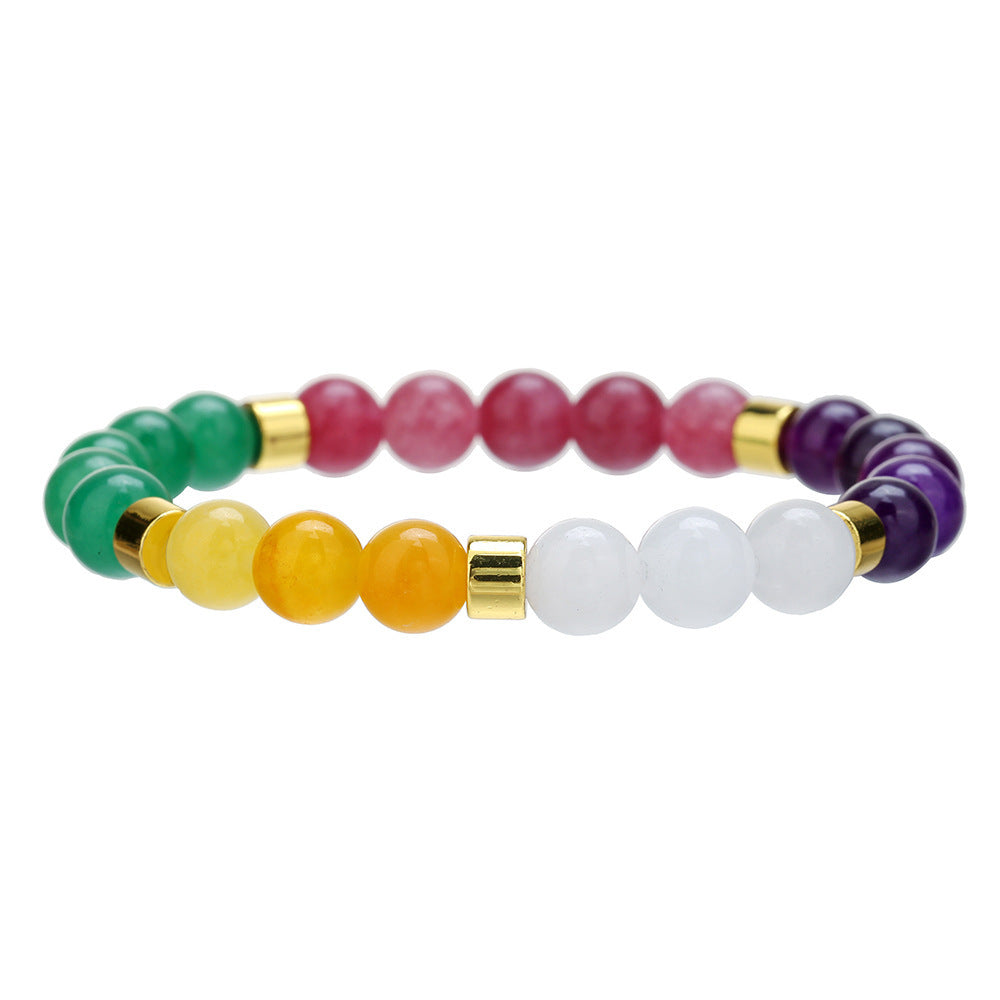 Ethnic Geometric Natural Agate Crystal Bracelet Unisex Handmade Jewelry