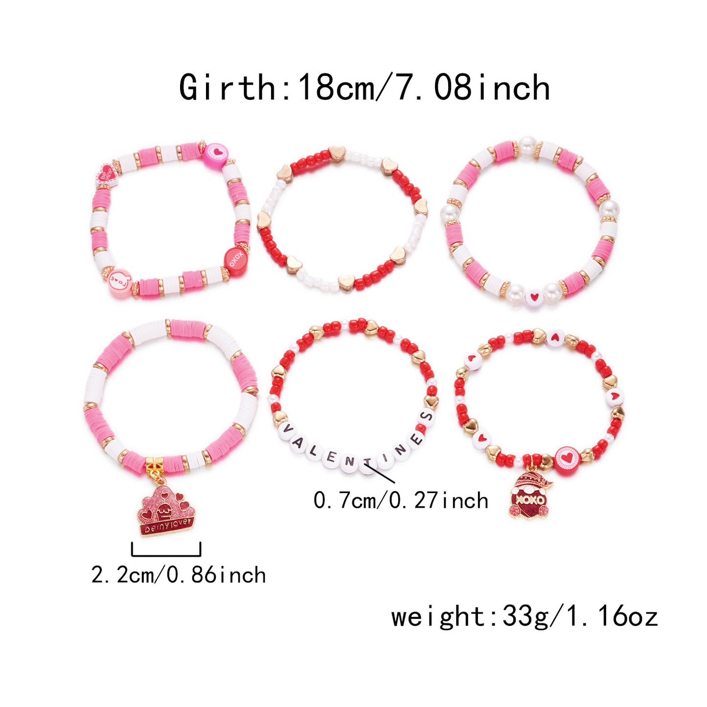 Pink XO Resin Heart Geometric Bracelet