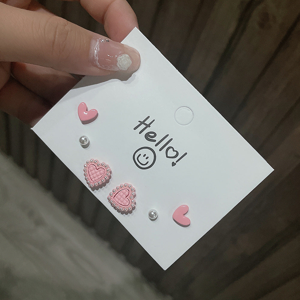 Set di orecchini a lobo minimalisti con farfalla e cuore, lega micro-intarsiata con perni in argento sterling 925