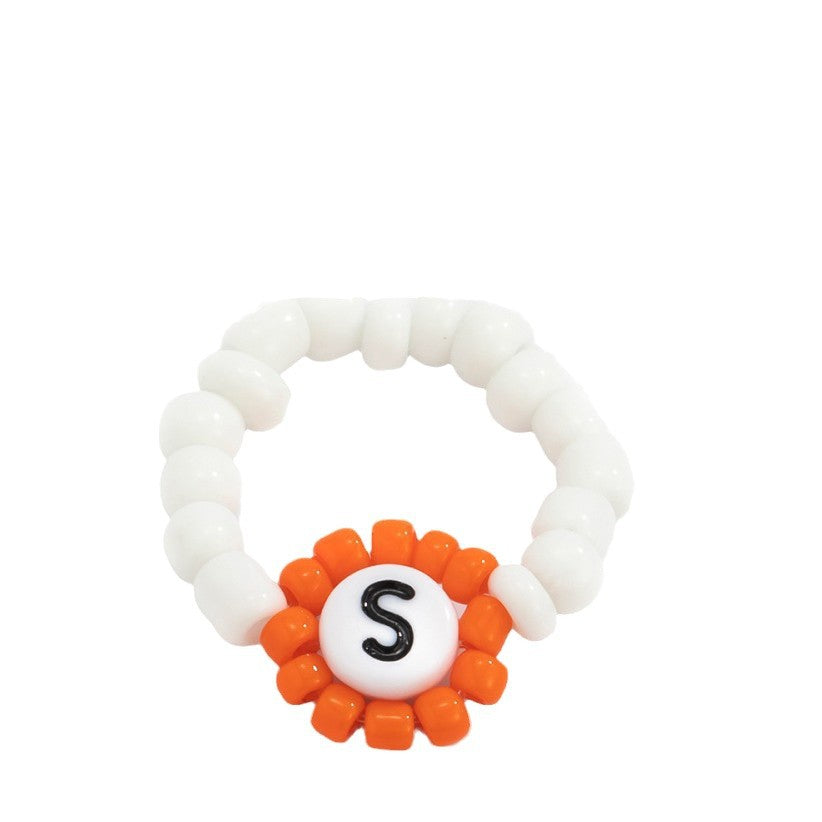 Sweet Minimalist Acrylic Letter Beaded Necklace Plated Ball Chain Floral