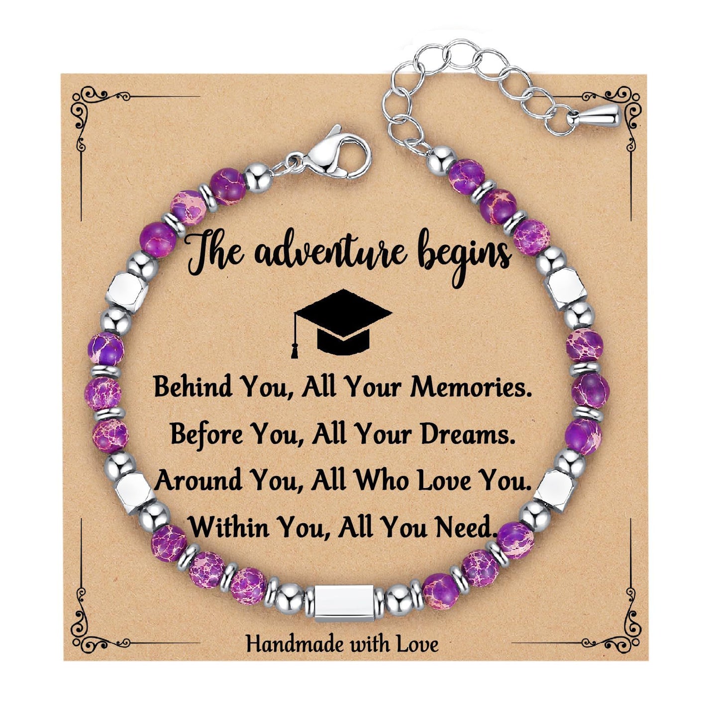 Bohemian Sweet Geometric Natural Stone Turquoise Agate Zebra Print Stainless Steel Bracelet Unisex