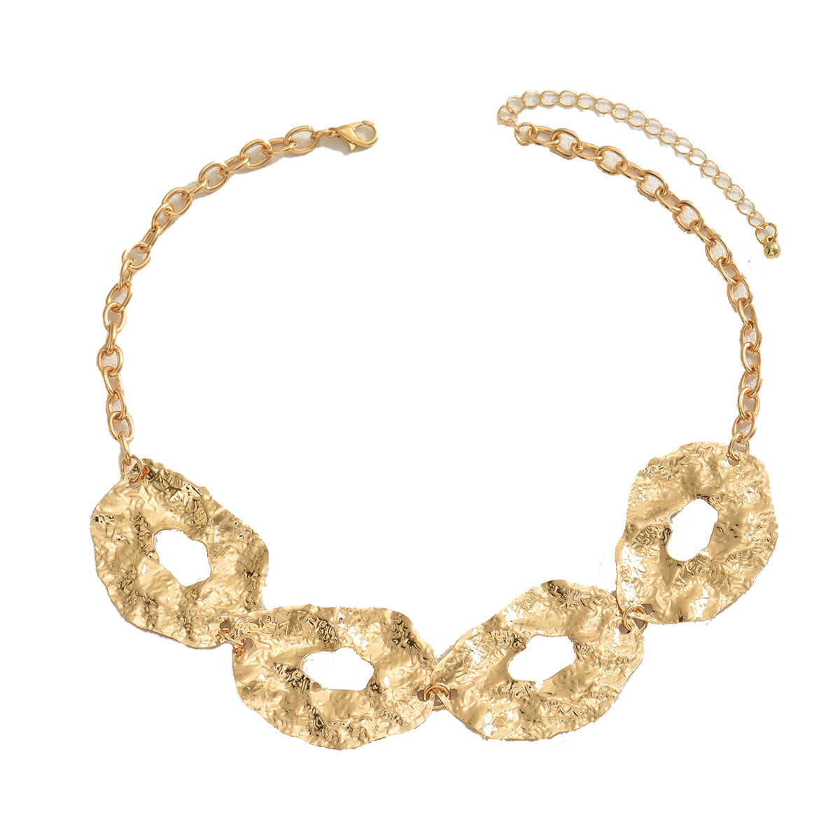 Collana con ciondolo geometrico in lega di zinco da donna, finitura galvanica, design piegato irregolare, catena alla clavicola