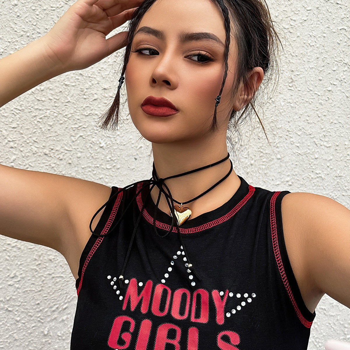 Punk Vintage Heart Resin Alloy Plated Choker Necklace for Women