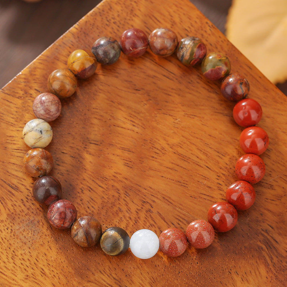 Geometric Round Planet Beaded Bracelet Alloy Gemstone Unisex