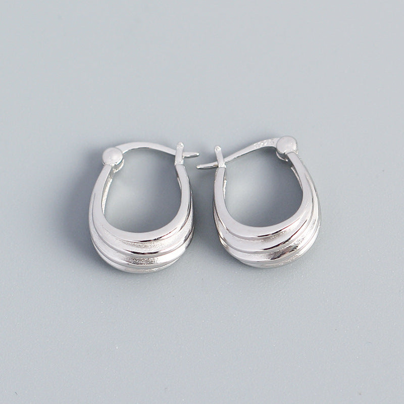 Geometric Spiral 925 Sterling Silver Plated Hoop Earrings