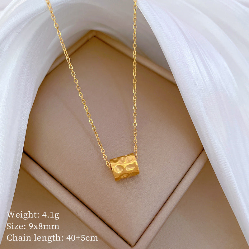 Collana con pendente geometrico minimalista in titanio e acciaio placcato unisex