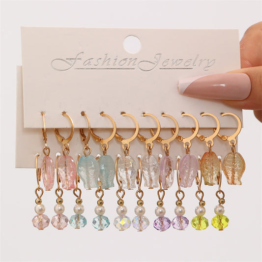 Pendientes de resina con diseño de estrella de mar y pez minimalistas para niñas con diseño de lazo en empaque individual