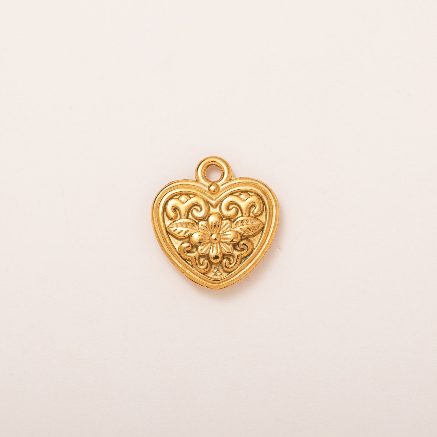 Ciondolo a cuore geometrico in acciaio inossidabile placcato oro 18 carati PVD vintage