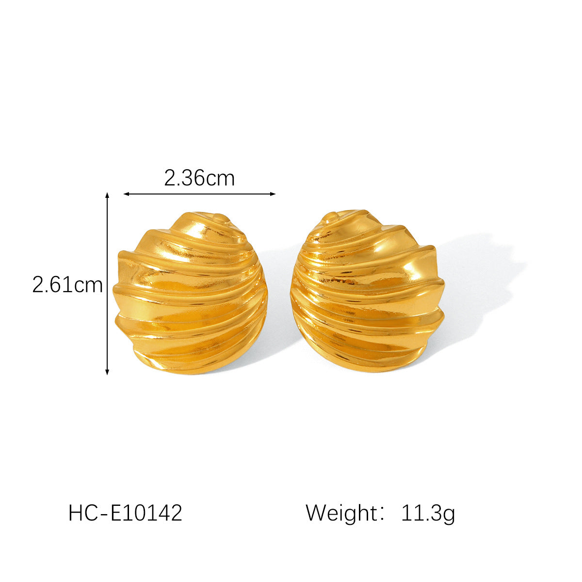 Geometric Textured 18K Gold Plated Stainless Steel Stud Earrings for Women