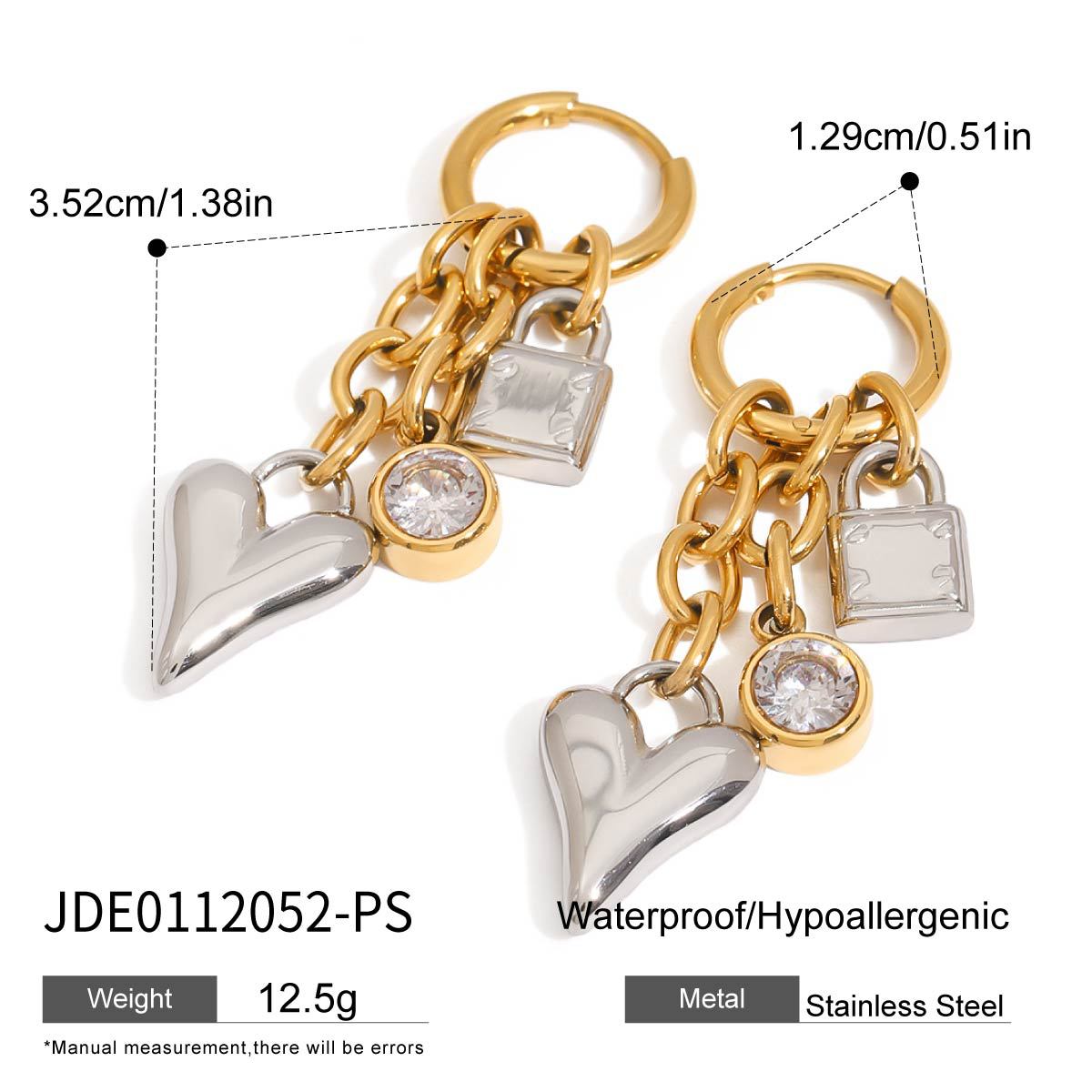 Minimalist Elegant Heart Plated Stainless Steel Earrings for Women