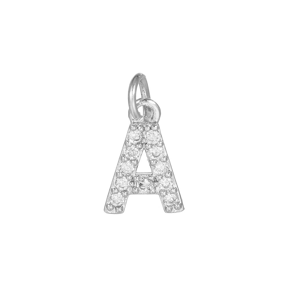 18K Gold Plated Brass Letter Cubic Zirconia Inlay Charm Bar