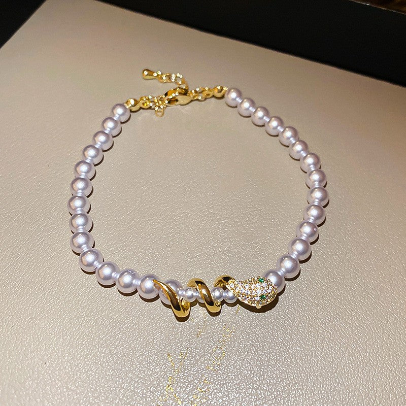 Bracciale a forma di stella, stile vintage francese elegante, con perle e zirconi, per donne, gioiello minimalista di lusso