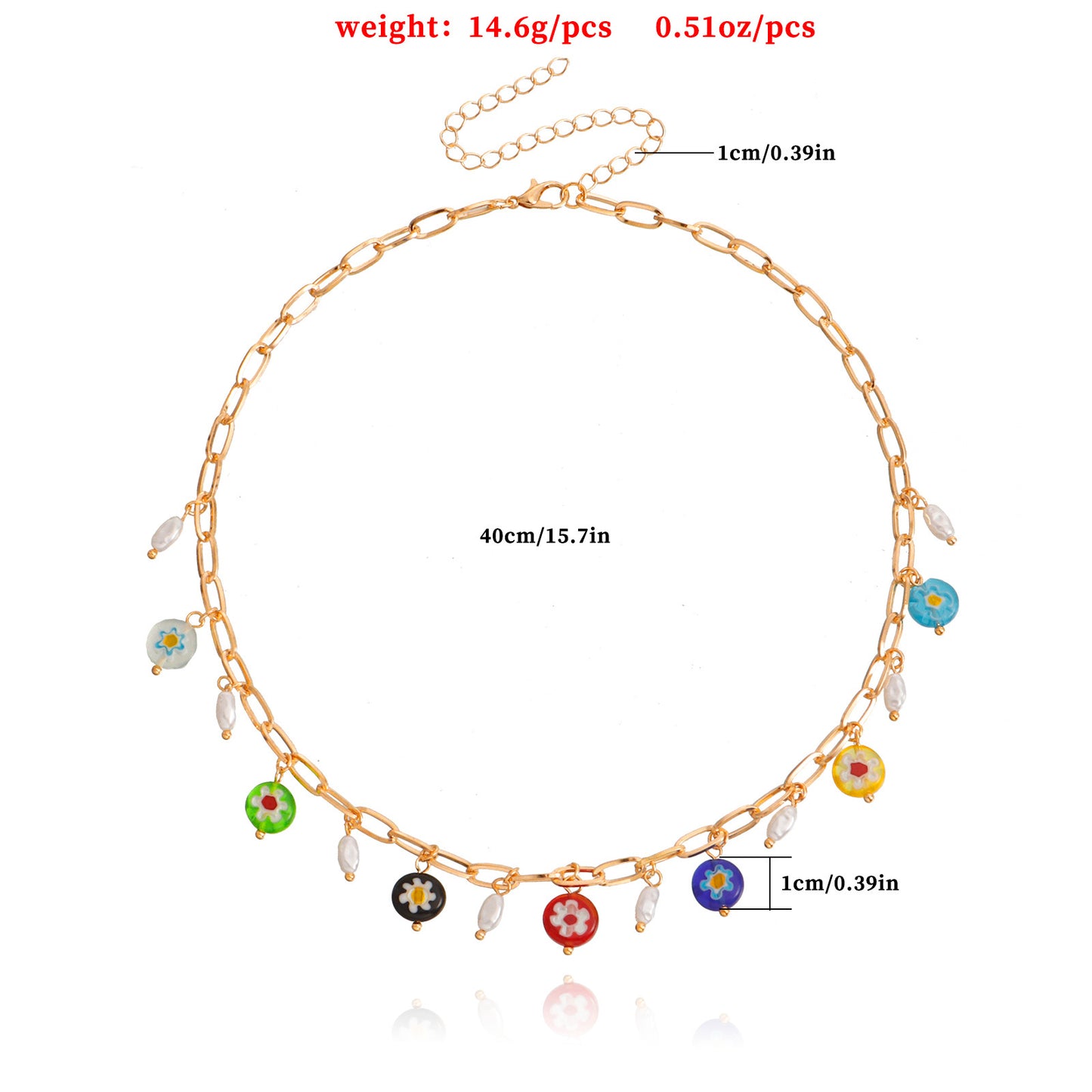 Minimalist Geometric Rainbow Glass Flower Pendant Necklace for Women with Alloy Chain and Plated Finish