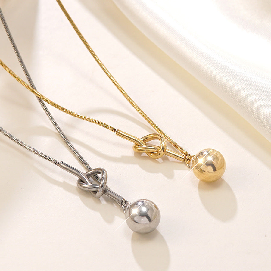 Elegant 18K Gold Plated Geometric Round Stainless Steel Snake Chain Necklace