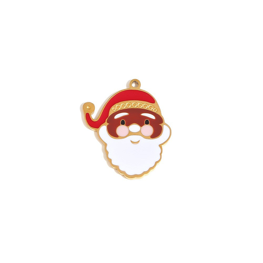 Cute Cartoon Christmas Santa Snowflake Heart Boot Pendant for Women Stainless Steel with 18K Gold Plating
