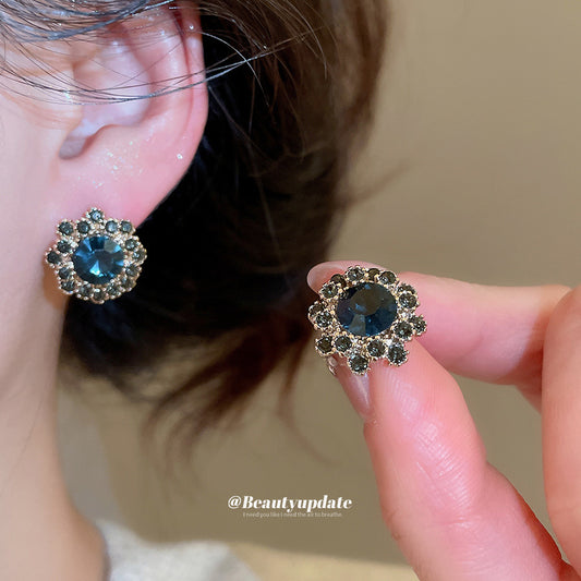 Electroplated Alloy Floral Stud Earrings for Women with Stainless Steel Posts, Vintage-Inspired Minimalist Chic Ear Jewelry