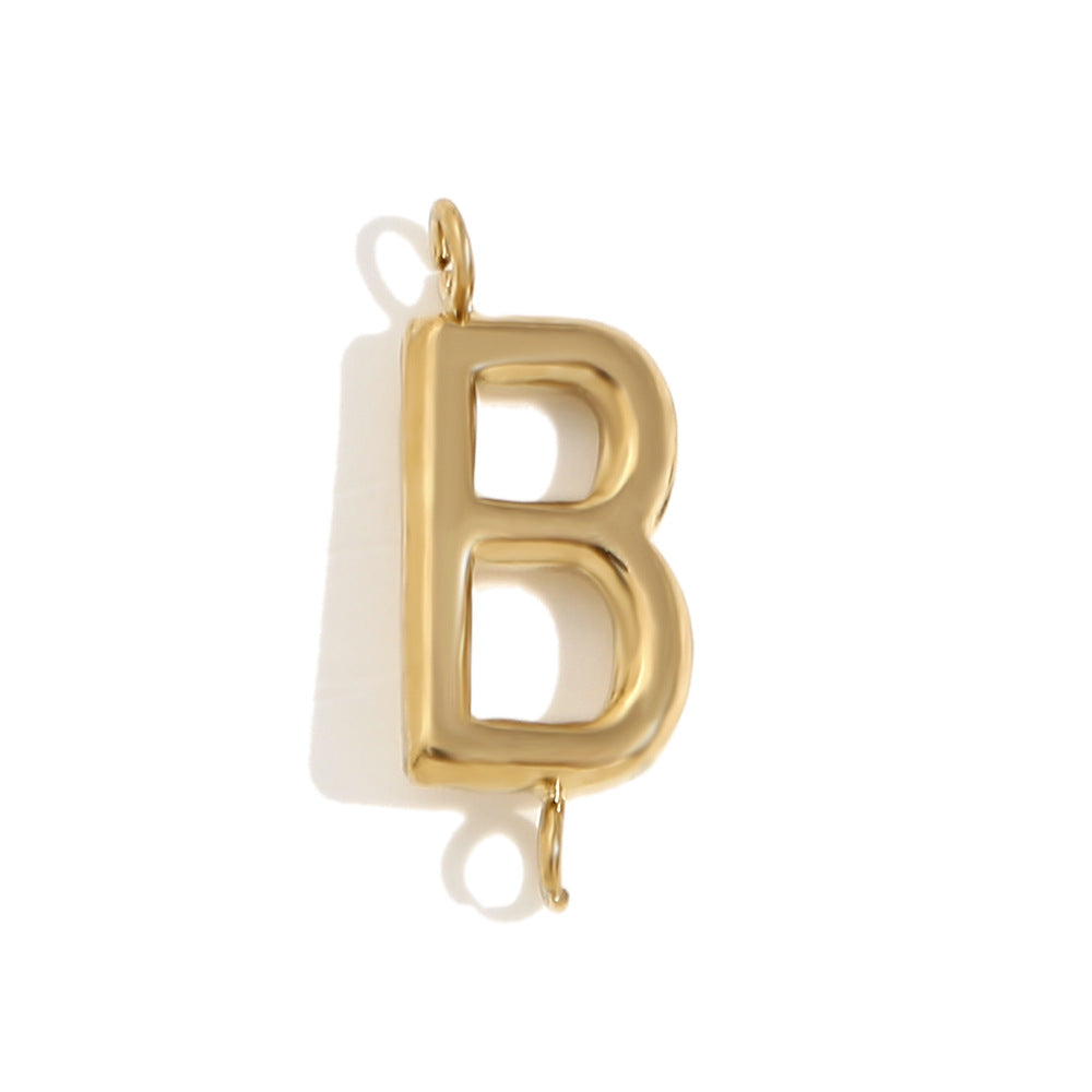Minimalist 18K Gold Plated Stainless Steel Letter Charm Bar