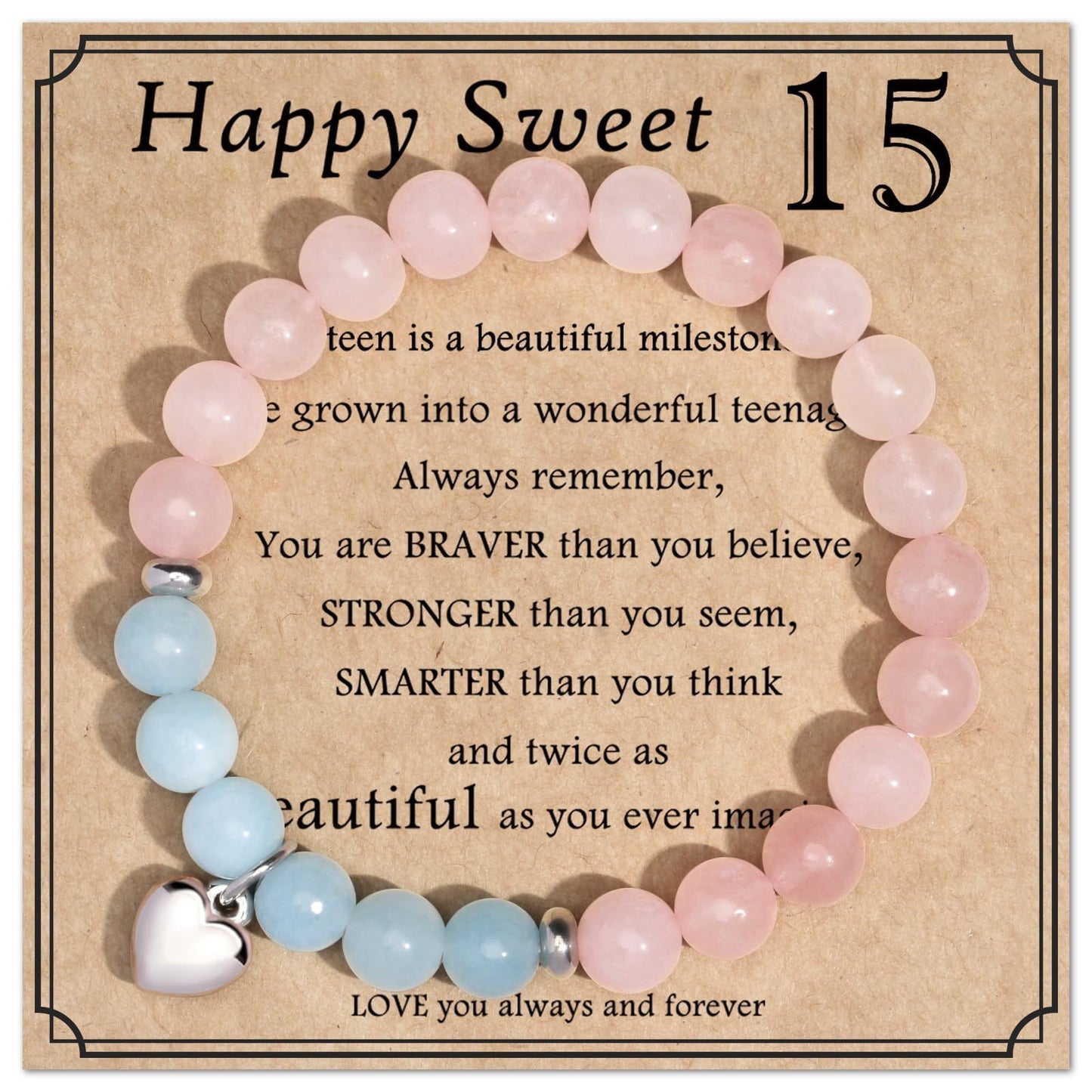 Geometric Heart Agate Beaded Bracelet for Women