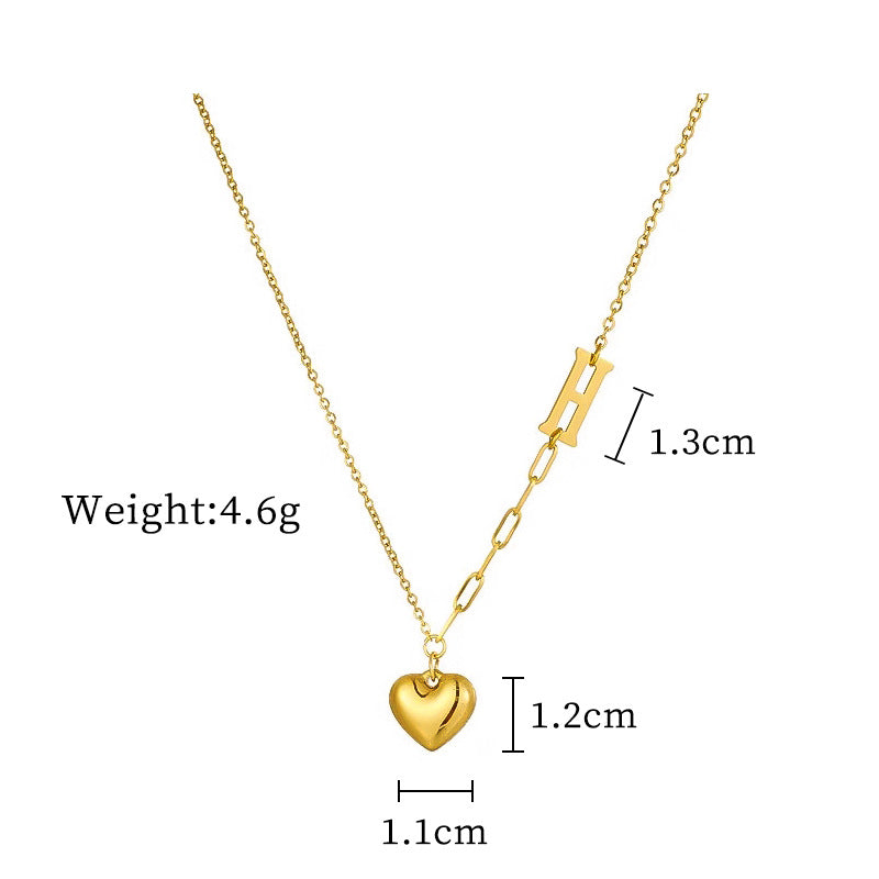 Minimalist Titanium Steel Heart Pendant Necklace for Women and Men with Gold Plated Finish and Geometric Design Locket Chain