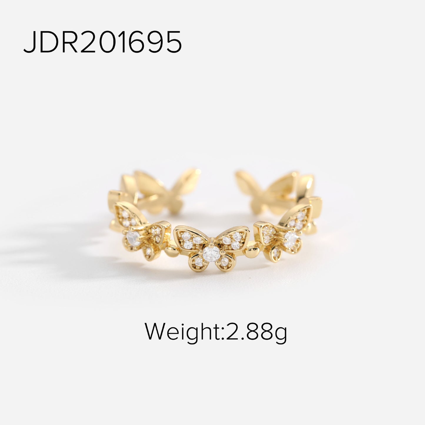 Fashion Vintage 18K Gold Plated Copper Geometric Round Zircon Open Ring for Women