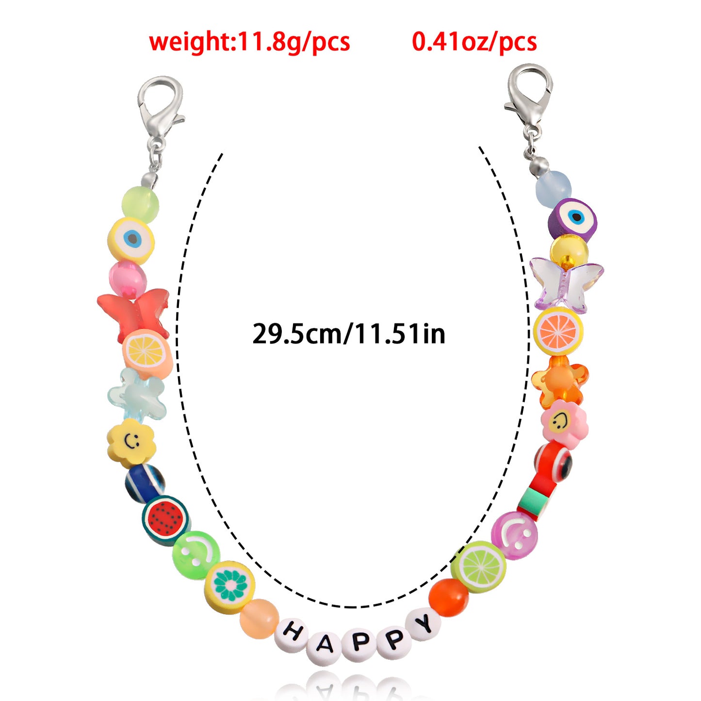 Geometric Alloy Anklet for Women with Soft Clay Fruit and Letter Design for Canvas Shoes Decoration