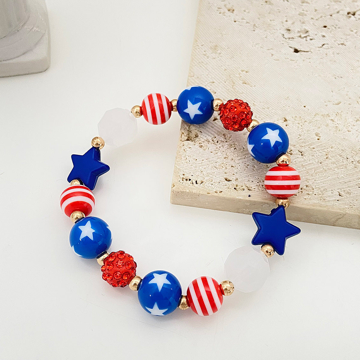 Bracciale Unisex in Lega Placcata a Cuore con Stella Bandiera Americana Gioielli Casual