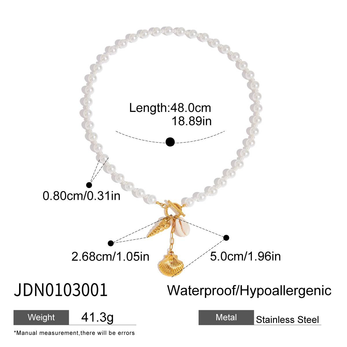 Elegant Geometric Stainless Steel Plated Necklace with Titanium Steel Pendant and Pearl Inlay for Women
