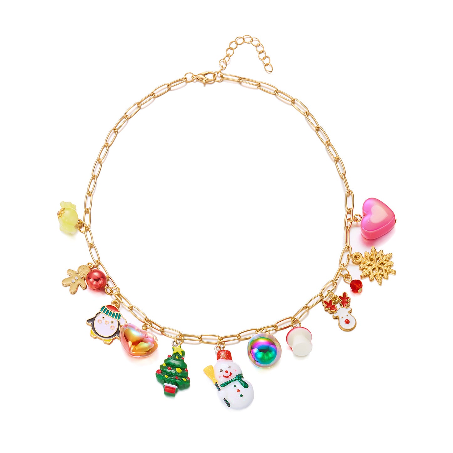 Set Collana e Bracciale da Donna Albero di Natale Fiocco di Neve Renna Campana Ciondolo Moda, Lega Placcata con Strass