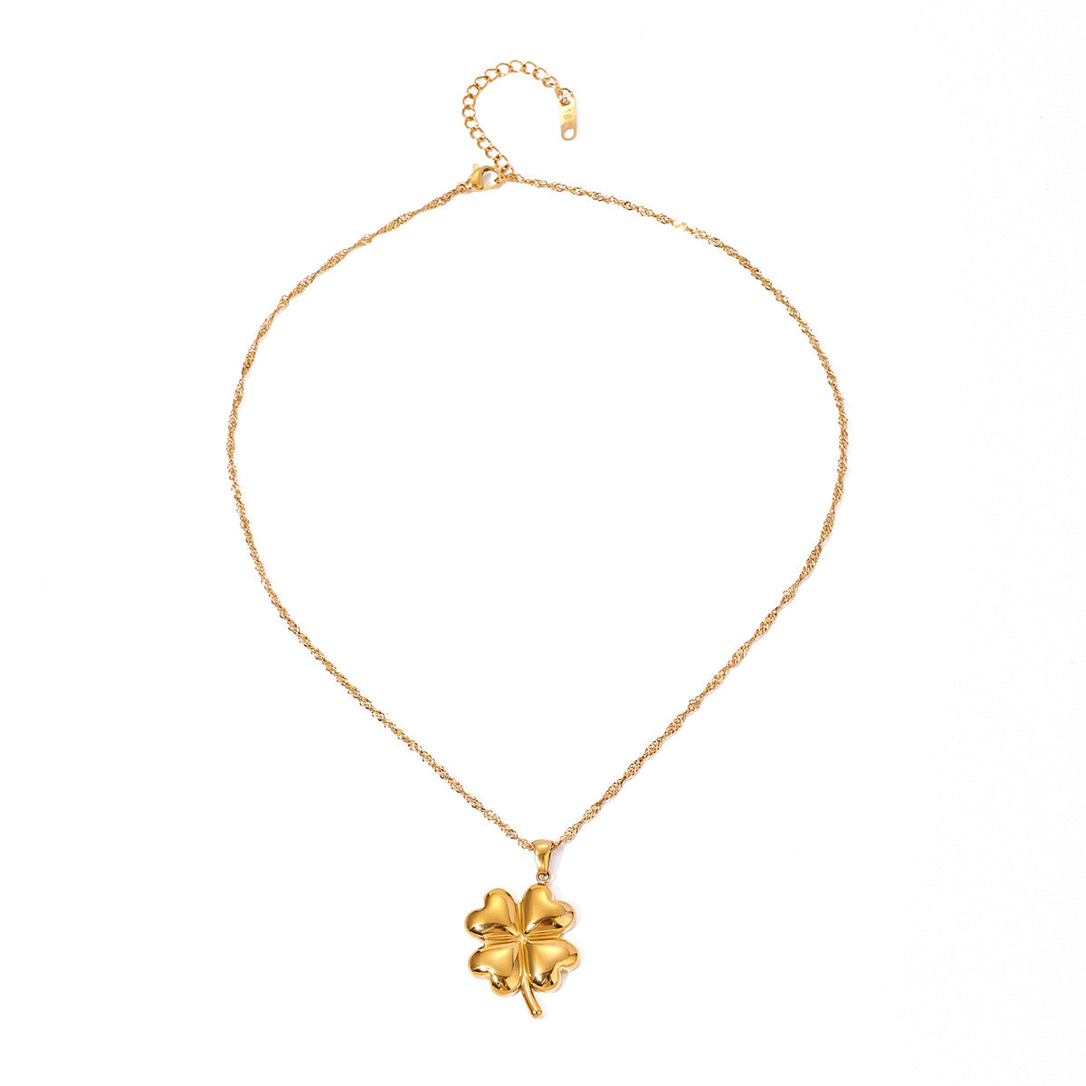 Collana a catena con ciondolo in acciaio inossidabile placcato oro 18 carati a forma di pianta, stile minimalista