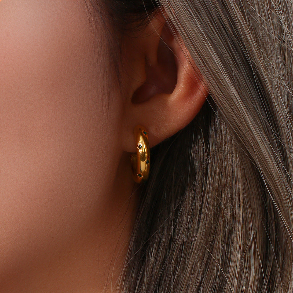 Minimalist Geometric Stainless Steel Plated Star Earrings for Women with Zircon Accents