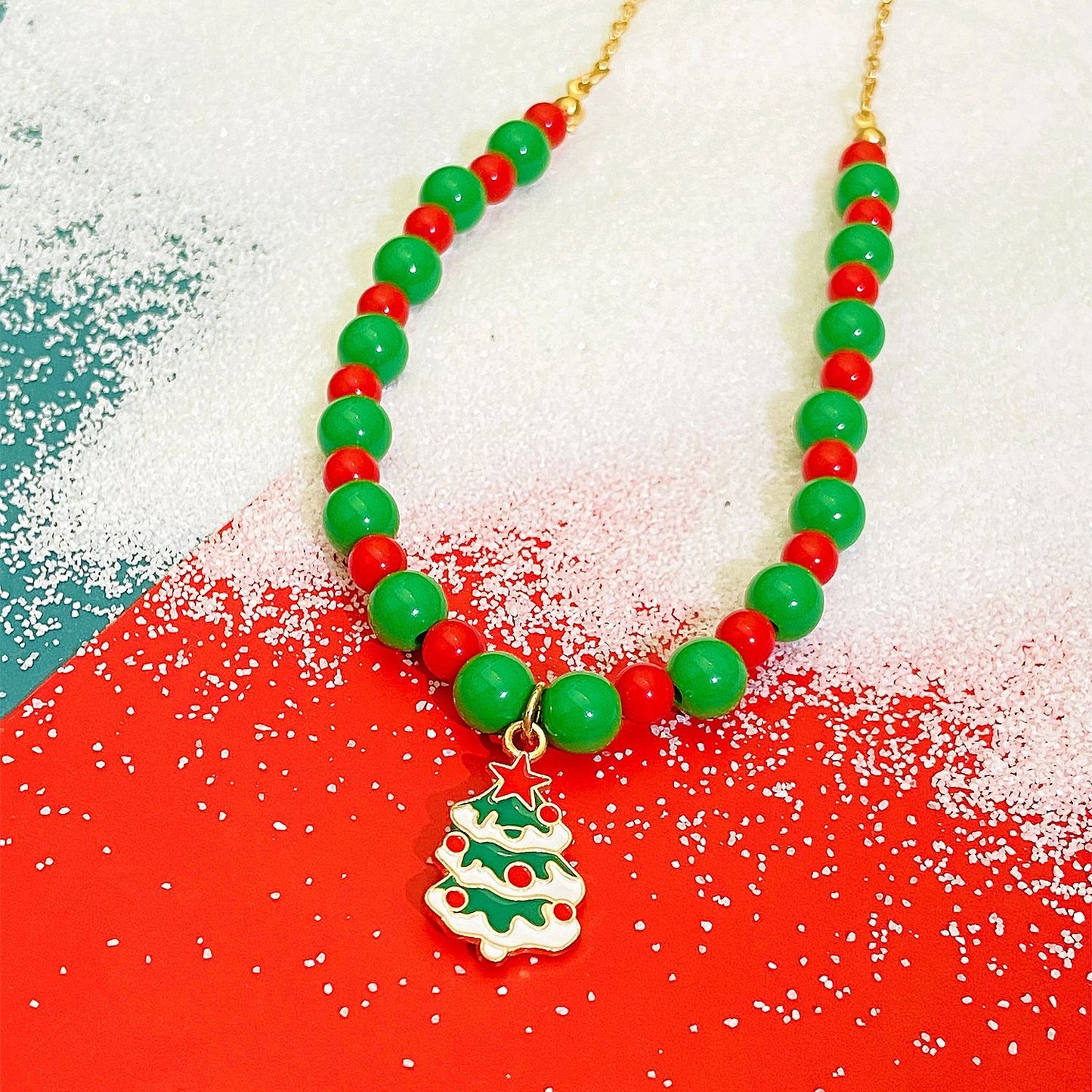 Collar Pendiente de Campana y Árbol de Navidad estilo INS para Mujer, Cadena de Aleación con Guardapelo Geométrico y Acabado Bañado