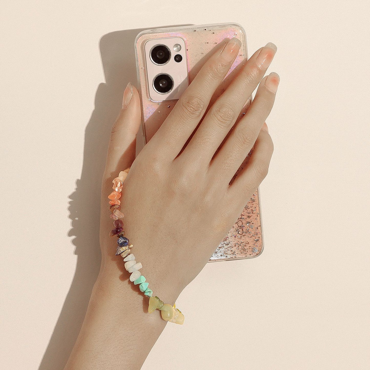 Sweet Colorful Turquoise Fruit Acrylic Phone Charm with Plated Steel Rope