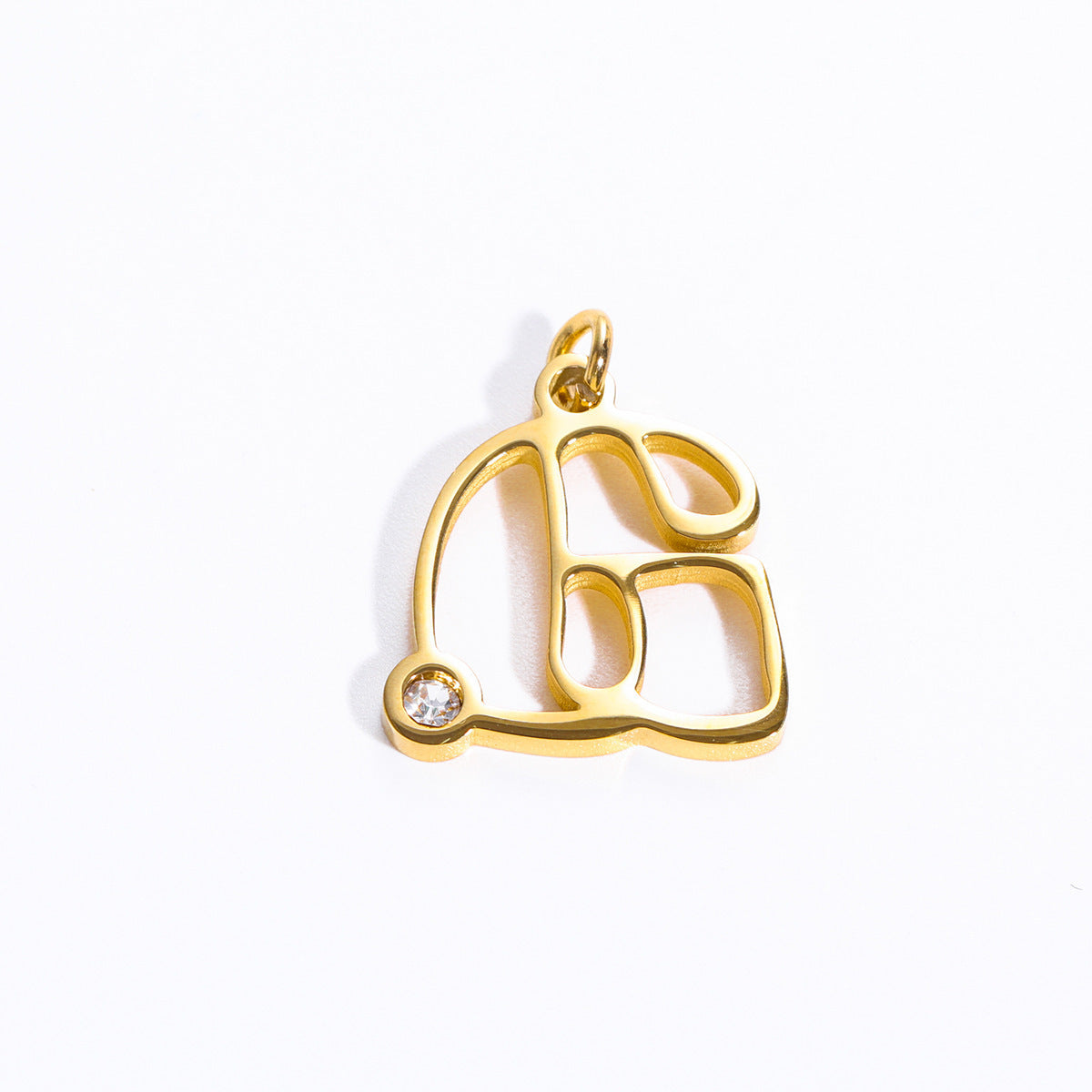 Sweet Stainless Steel Letter Pendant Necklace with Pearl and Cubic Zirconia