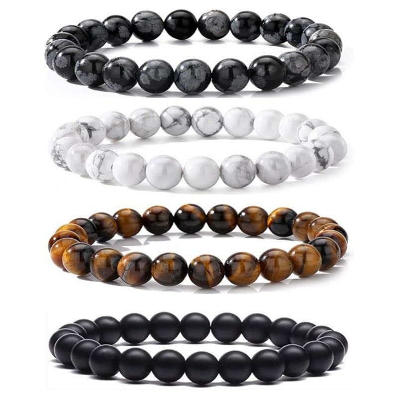 Minimalist Round Agate Geometric Bracelet Set Unisex