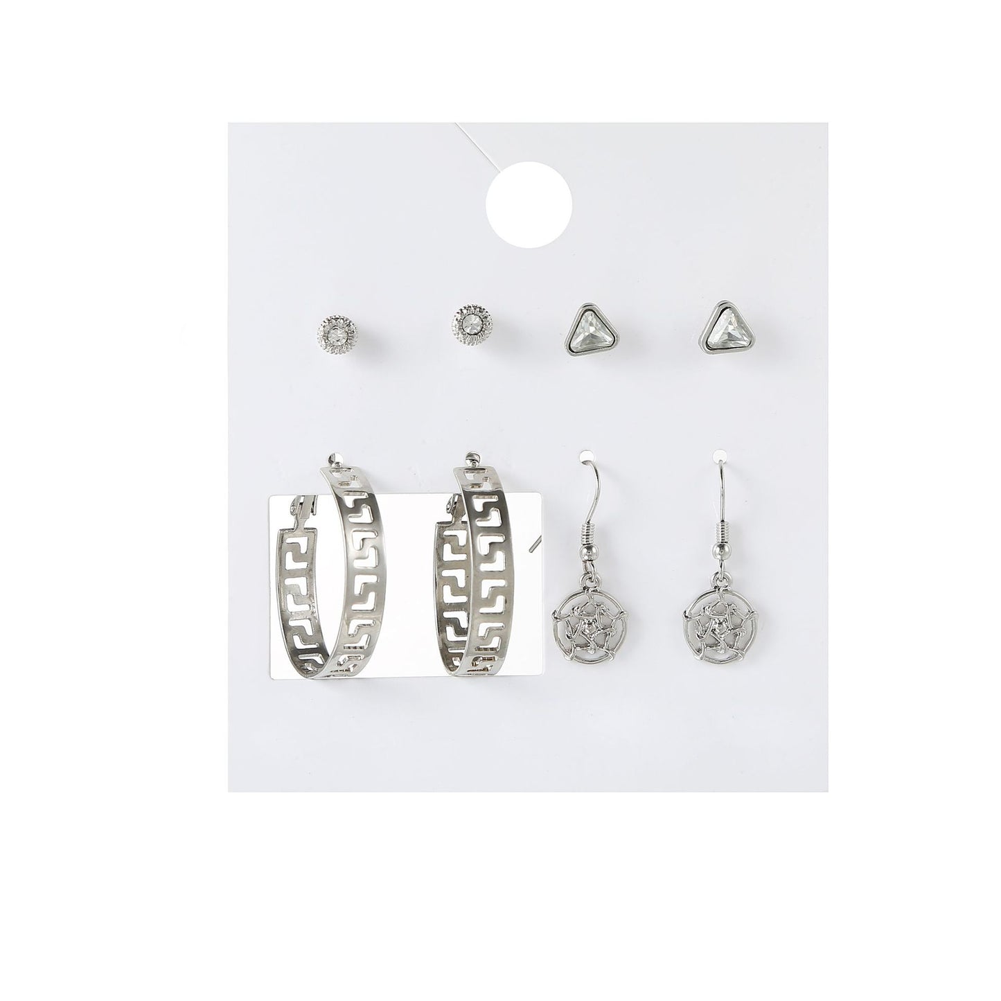 Plated Stainless Steel Butterfly Geometric Round Crystal Pearl Earrings Set for Unisex