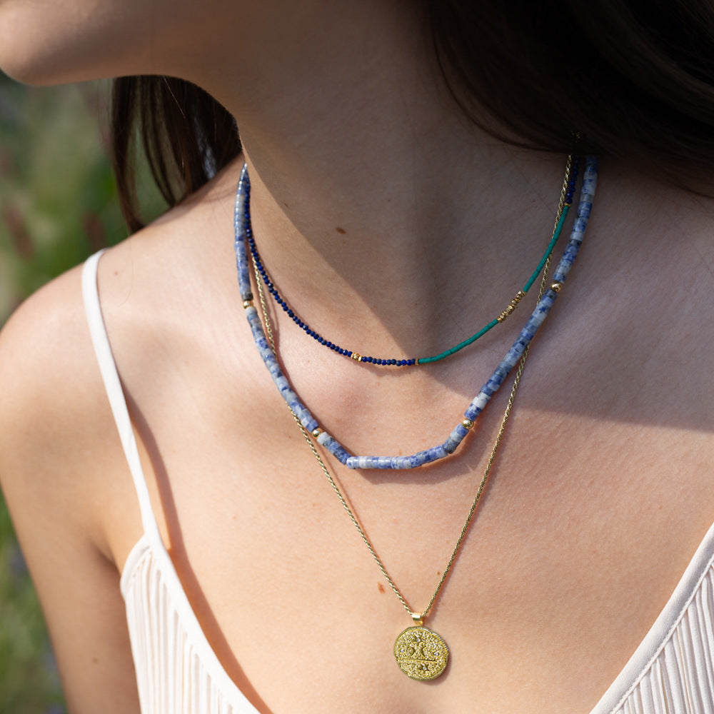 Elegant Geometric Natural Gemstone Beaded Necklace for Women