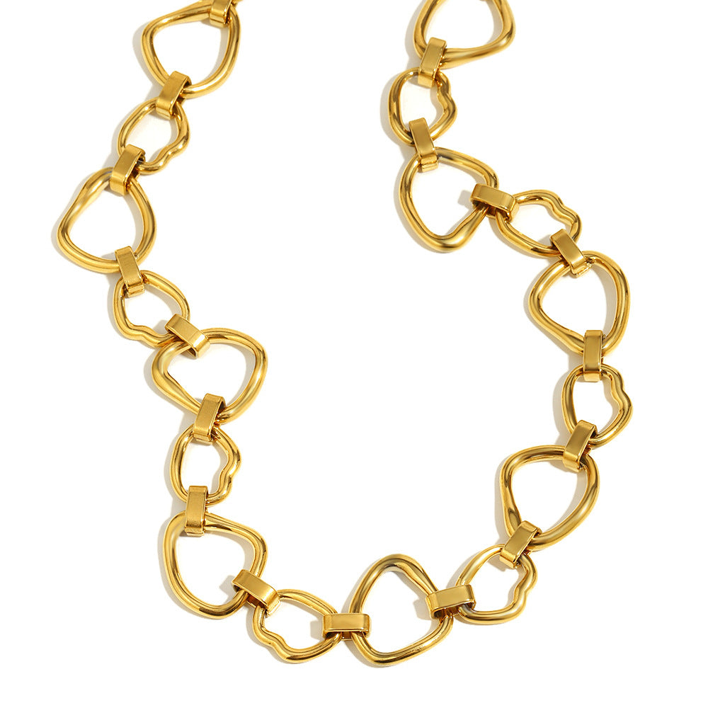 Collana da donna hip hop placcata oro 18 carati in acciaio inossidabile geometrica minimalista