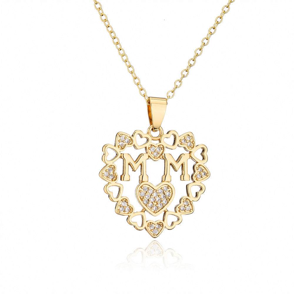 Minimalist Heart-Shaped Copper Pendant Necklace with 18K Gold Plating and Zircon Inlay for Women