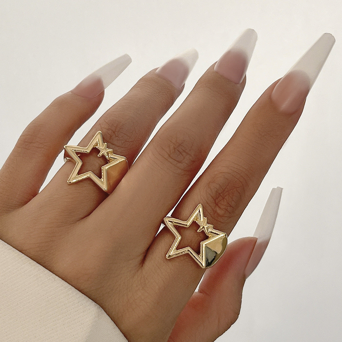 Elegant Star Heart Shaped Alloy Plated Ring Set for Women