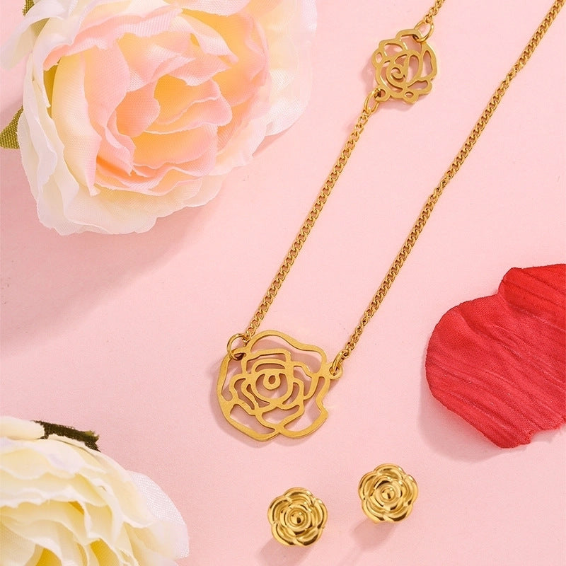 Set di orecchini e collana con ciondolo a goccia in acrilico a forma di cuore placcato in acciaio inossidabile, minimalista ed elegante, con catena a cavo