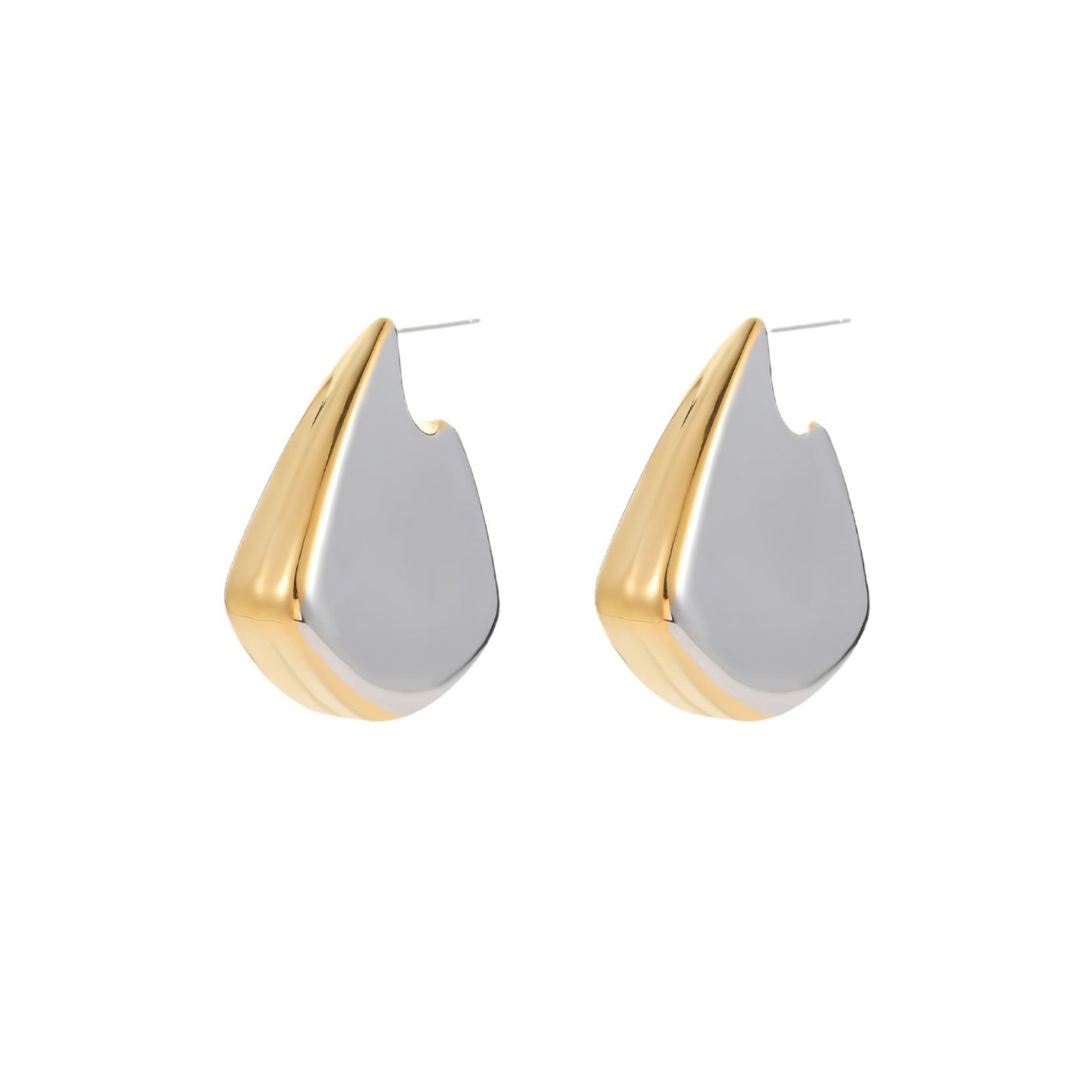 Pendientes minimalistas de acero inoxidable con forma de aleta irregular y acabado chapado para mujer