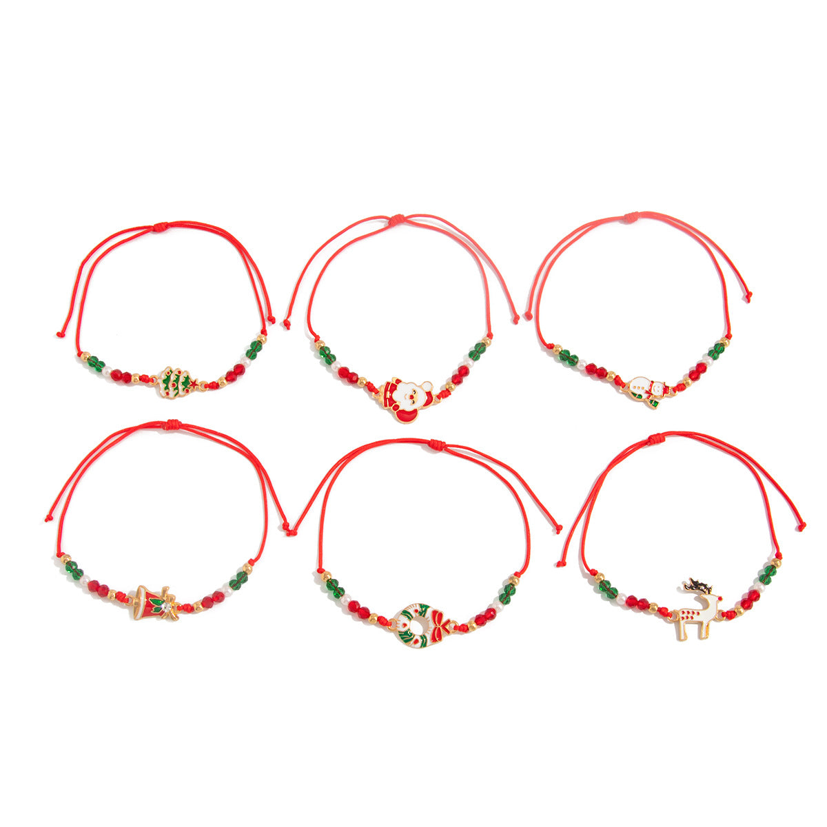 Sweet Christmas Elk and Snowman Alloy Plated Adjustable Woven Bracelet for Women