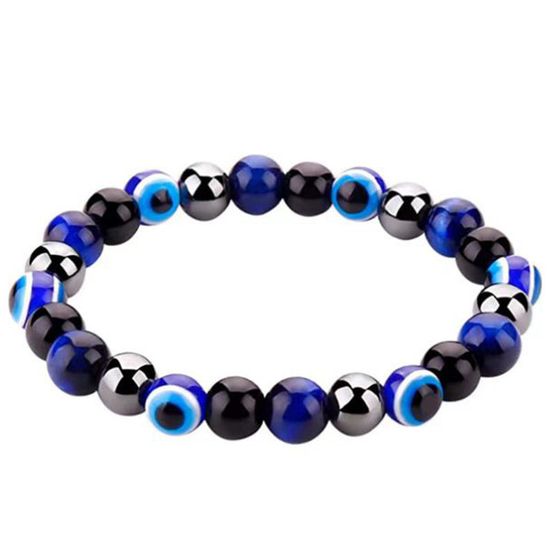 Geometric Obsidian Tiger Eye Beaded Bracelet Unisex Handmade Jewelry