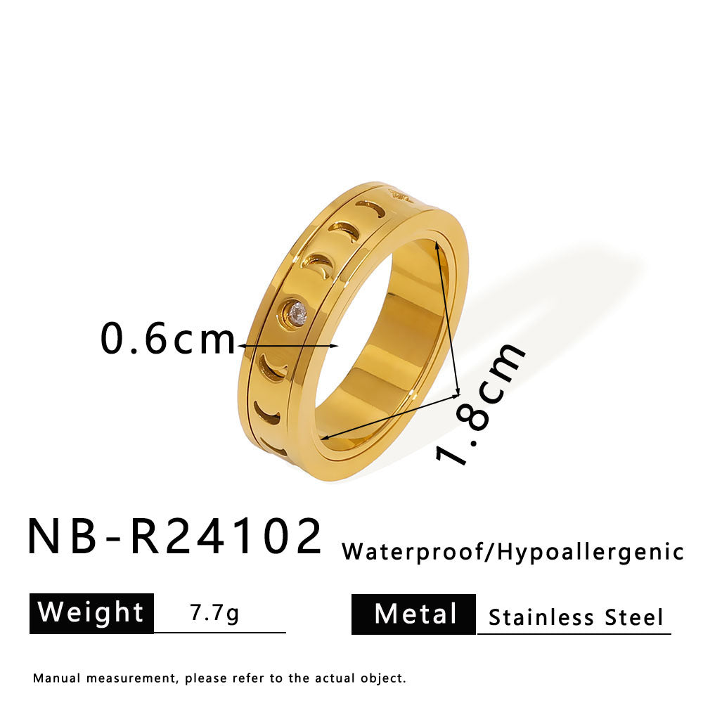 Minimalist Geometric Stainless Steel Ring with 18K Gold Plating for Women and Men