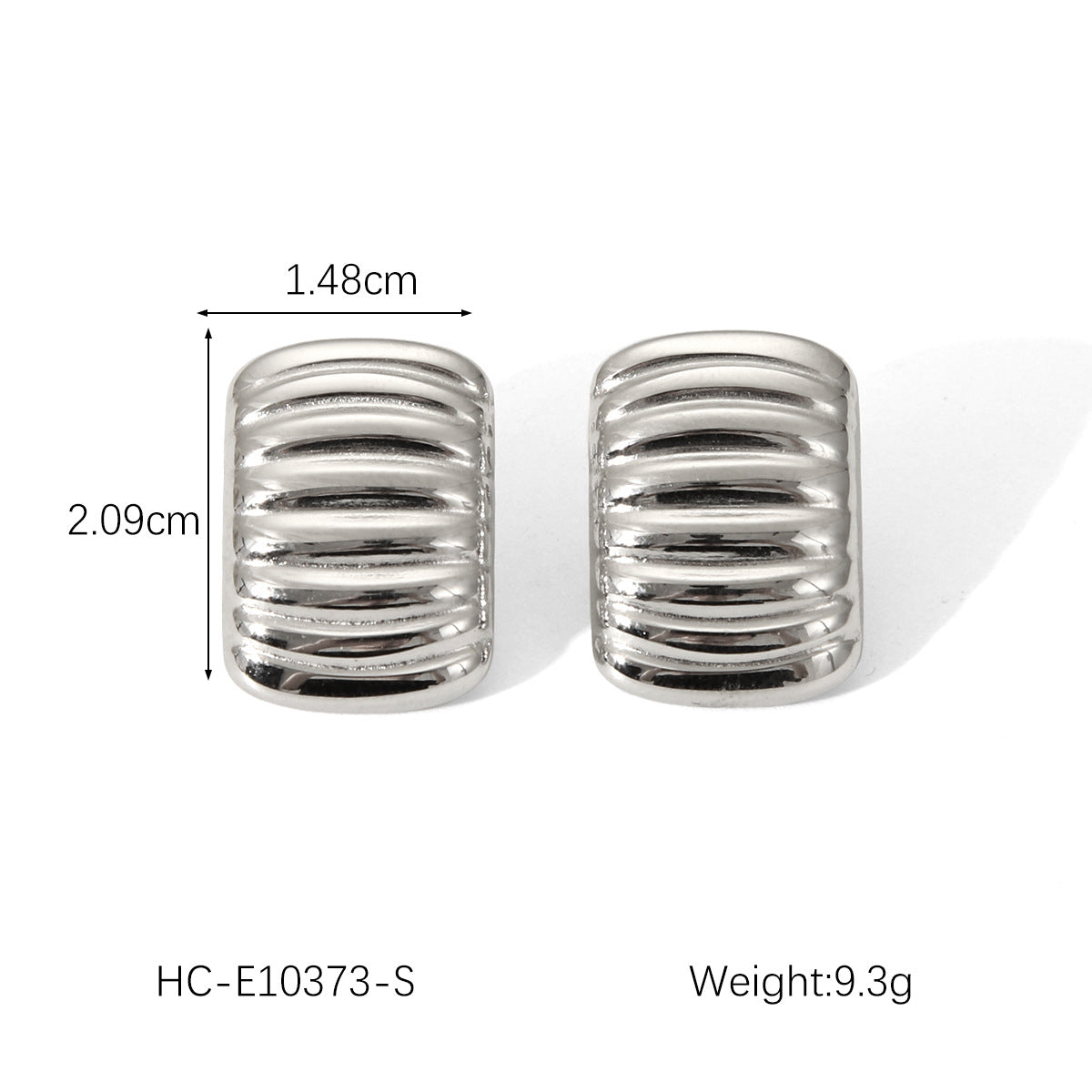 Minimalist Wave-Shaped Titanium Steel Earrings with 18K Gold Plating for Women, Geometric Square Stripe Design, Hypoallergenic Stainless Steel Posts