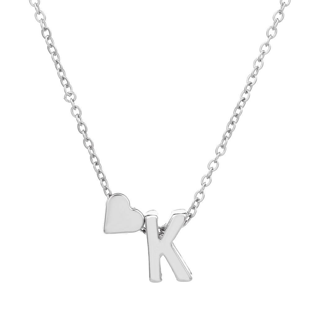 Sweet Heart Letter Alloy Plated Necklace Singapore Chain for Women