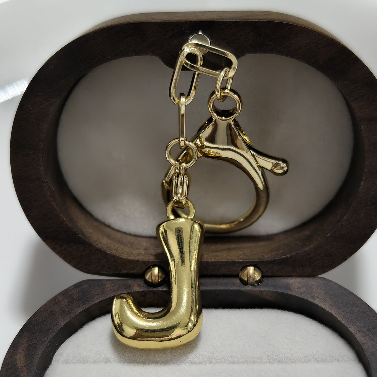 Minimalist 18K Gold Plated Letter Pendant Keychain for Brass