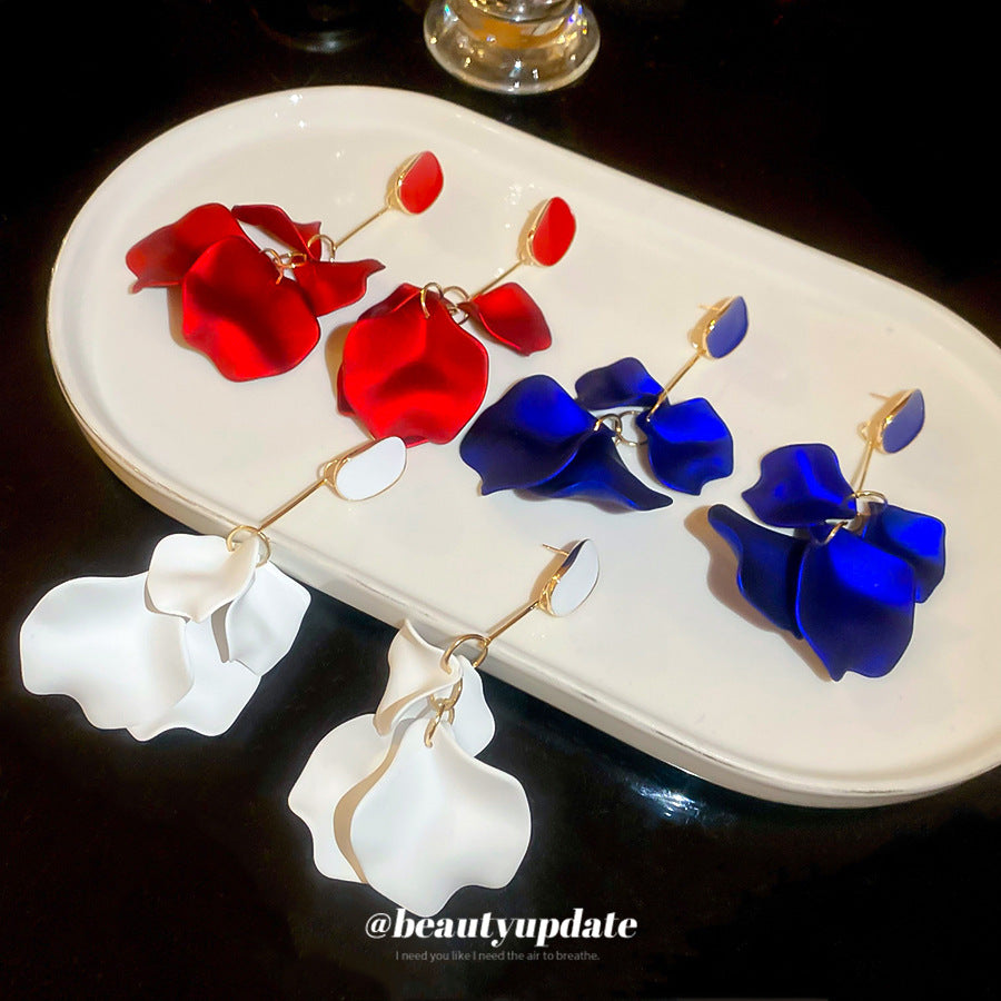 Fashionable Acrylic Flower-Shaped Dangle Stud Earrings with Plated Steel Posts for Women