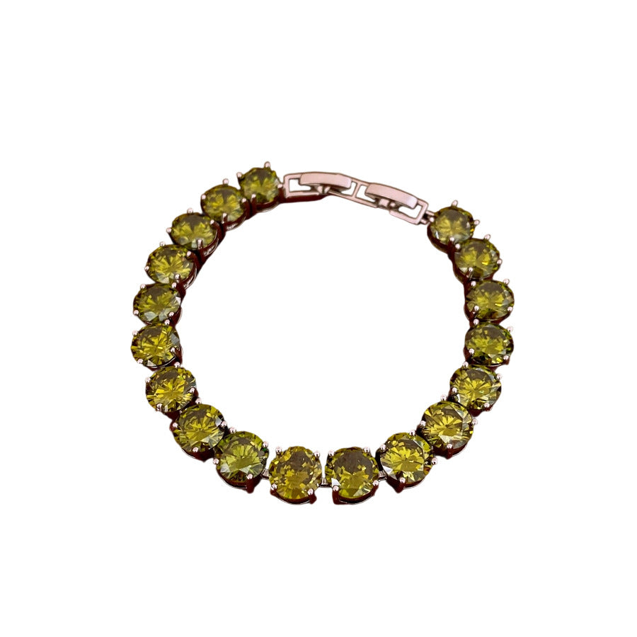 Minimalist Luxury Round Geometric Brass Cubic Zirconia Clasp Bracelet for Women